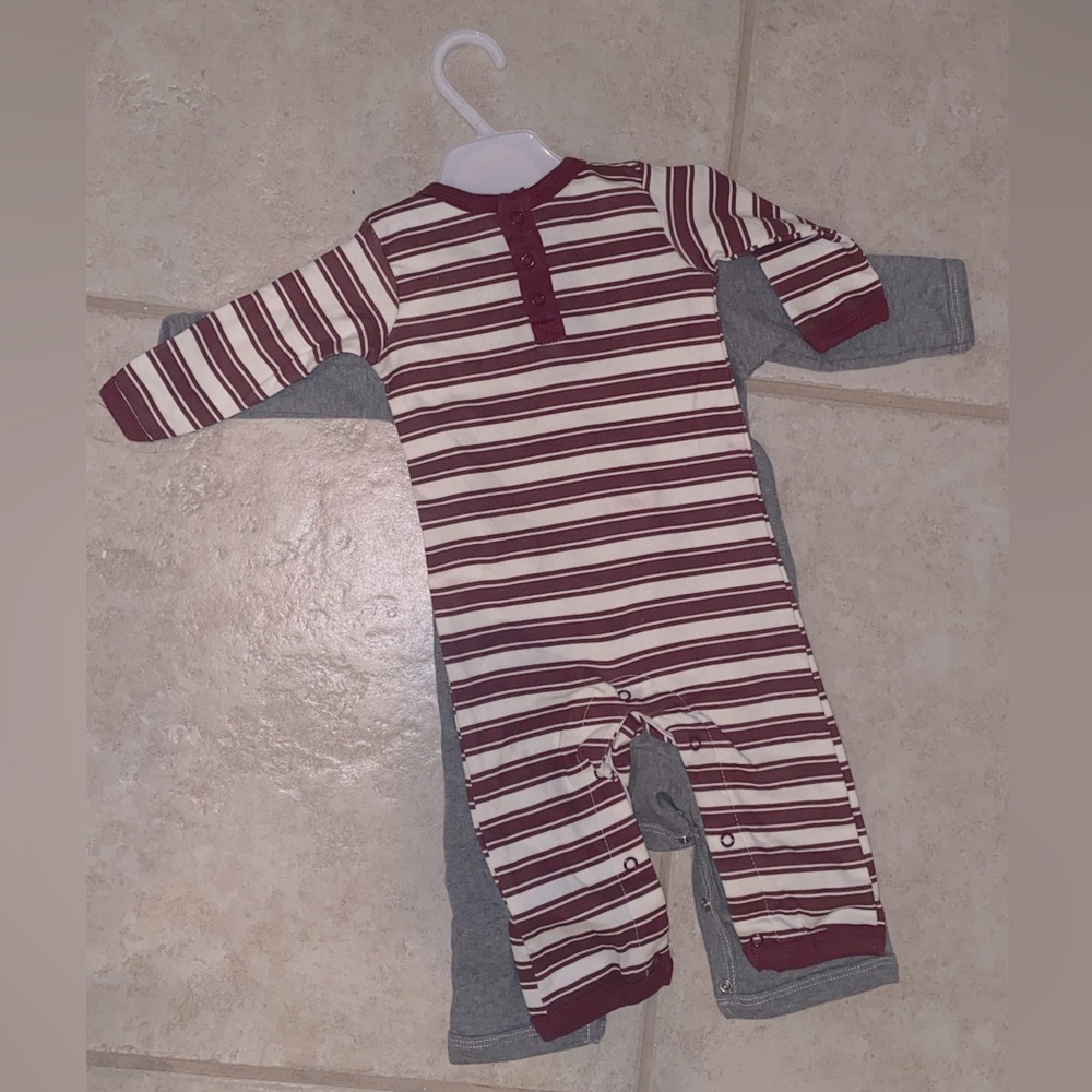 NWOT 2 cotton baby coveralls long sleeve sports football theme snap bottom 🏈